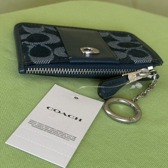 COACH MINI SKINNY ID CASE IN SIGNATURE DENIM:NWT DEEP BLUE CAN65 - Picture 8 of 13